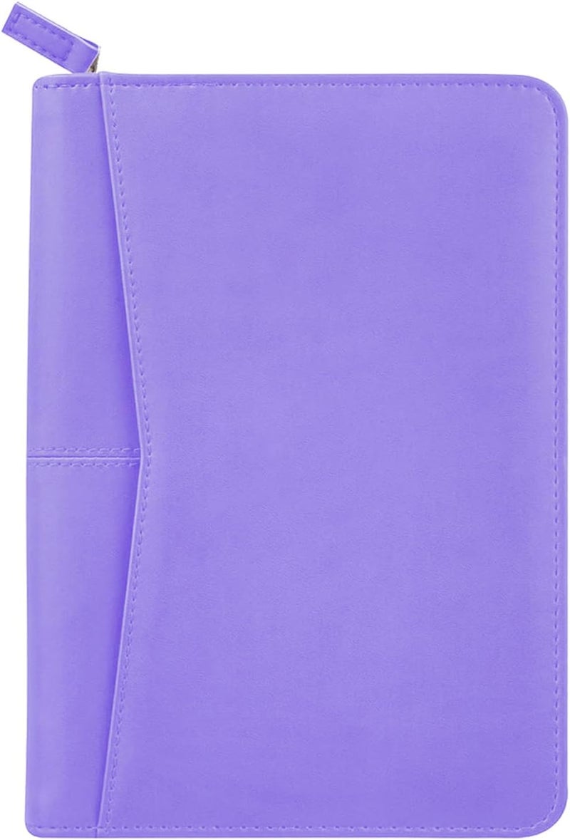 Gorbado Small Portfolio Organizer, A5 Zippered Business Portfolio, Junior Padfolio Folder Binder for Women & Men, 5 x 8 Writing Pad Included, Purple - Image 3